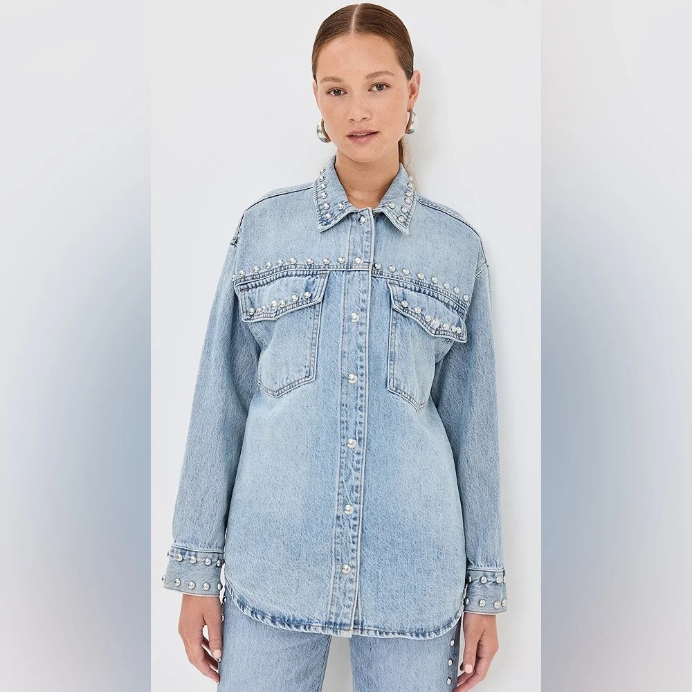 NEW PISTOLA mandy stud shacket in satellite